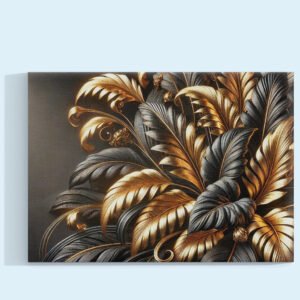 Cuadro decorativo personalizado Oro en la Penumbra: Elegancia Botánica en Movimiento