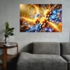 Cuadro decorativo personalizado  JardÃ­n de Luz: FantasÃ­a Floral en Dorado y Azul