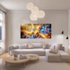 Cuadro decorativo personalizado  JardÃ­n de Luz: FantasÃ­a Floral en Dorado y Azul