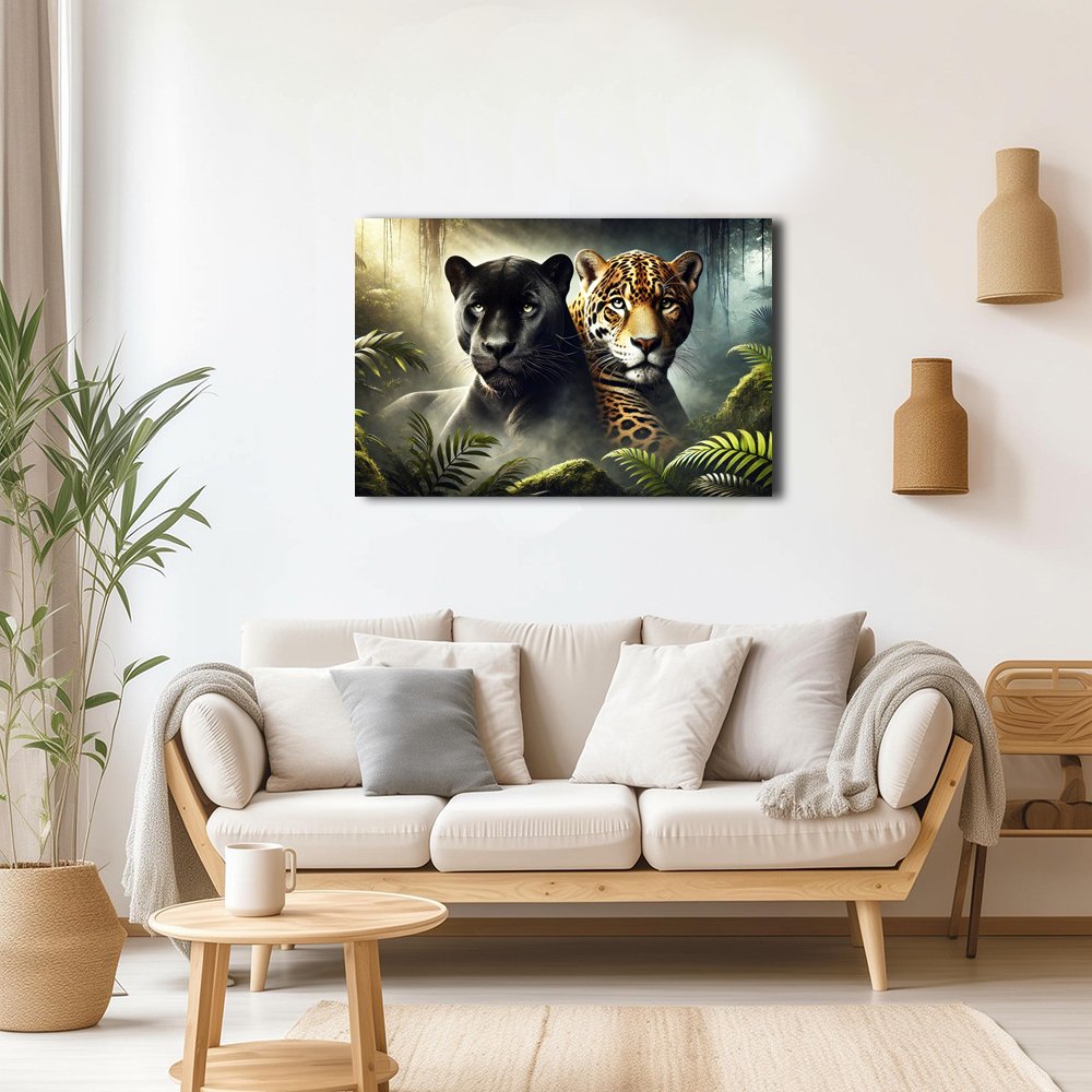 Cuadro decorativo personalizado  Guardianes de la Selva: Fuerza y Misterio Felino