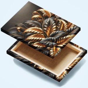Cuadro decorativo personalizado Oro en la Penumbra: Elegancia Botánica en Movimiento