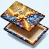 Cuadro decorativo personalizado  JardÃ­n de Luz: FantasÃ­a Floral en Dorado y Azul