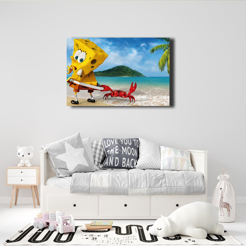Bob Esponja en la Playa: Â¡Pinzas al Ataque! Cuadro decorativo personalizado