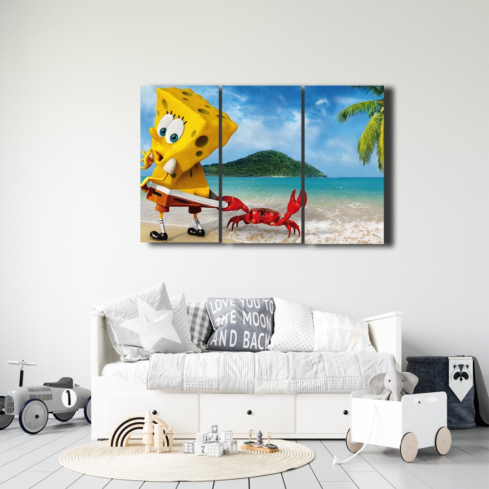 Bob Esponja en la Playa: Â¡Pinzas al Ataque! Cuadro decorativo personalizado
