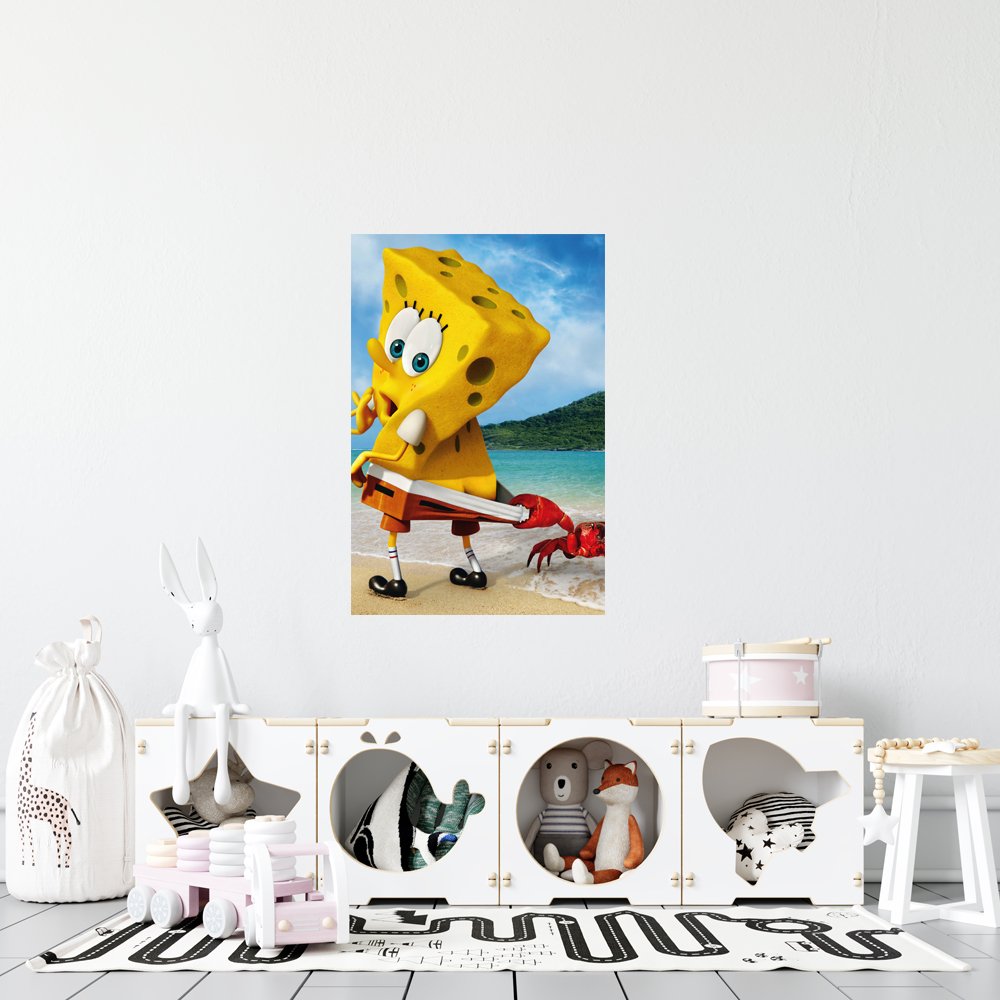 Bob Esponja en la Playa: Â¡Pinzas al Ataque! Cuadro decorativo personalizado