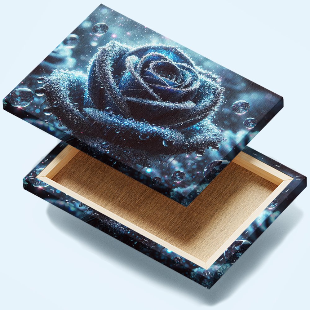 Rosa Azul con Gotas de rocio Cuadro decorativo personalizado