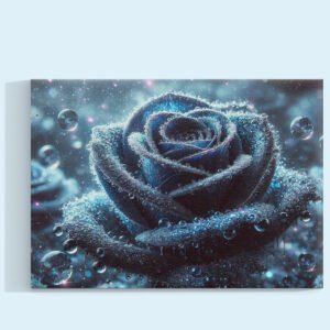 Rosa Azul con Gotas de rocio Cuadro decorativo personalizado