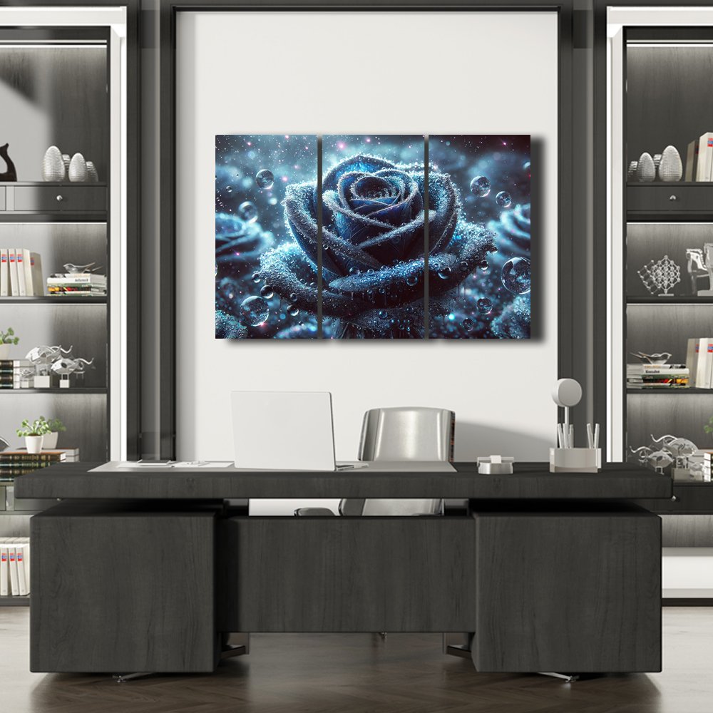Rosa Azul con Gotas de rocio Cuadro decorativo personalizado