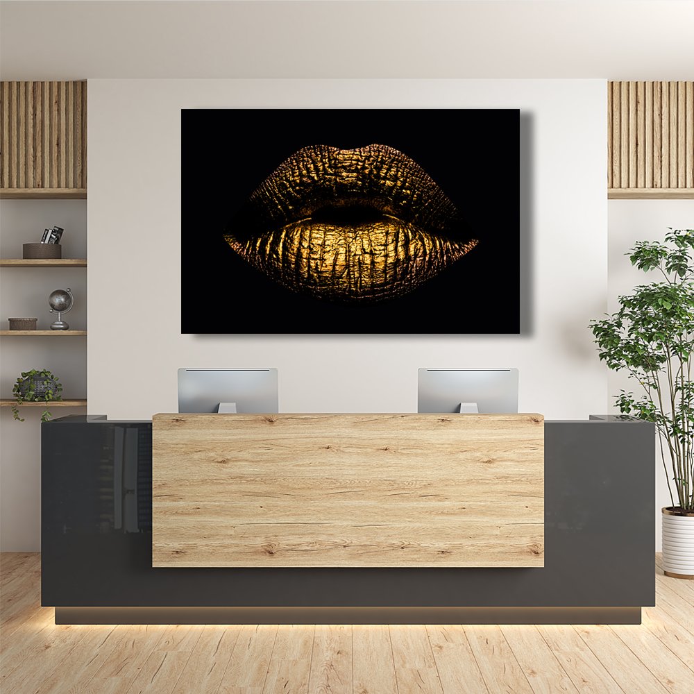 Labios Dorados Cuadro decorativo personalizado