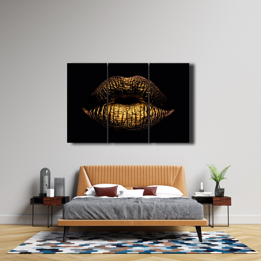 Labios Dorados Cuadro decorativo personalizado