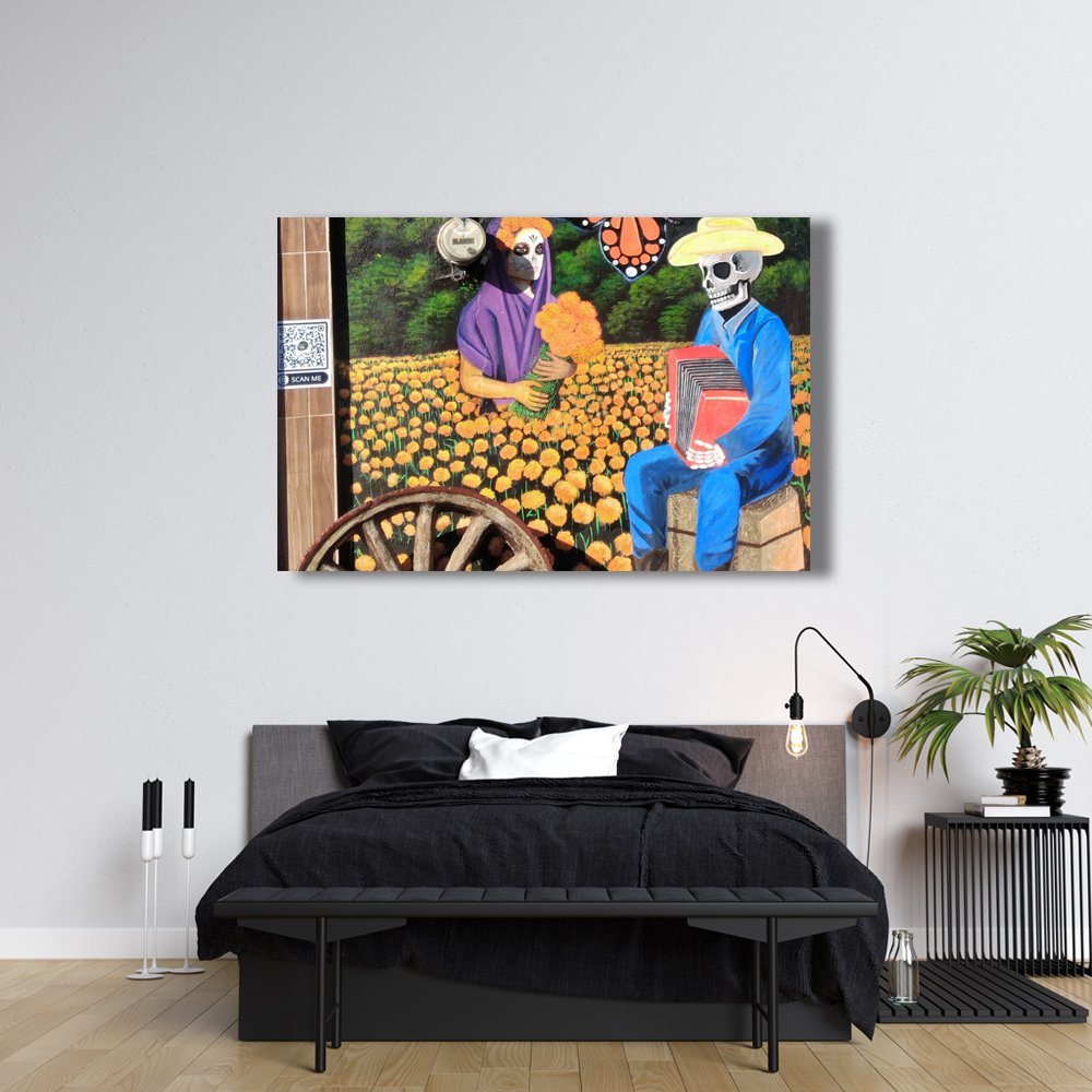 CempasÃºchil y AcordeÃ³n Cuadro decorativo personalizado