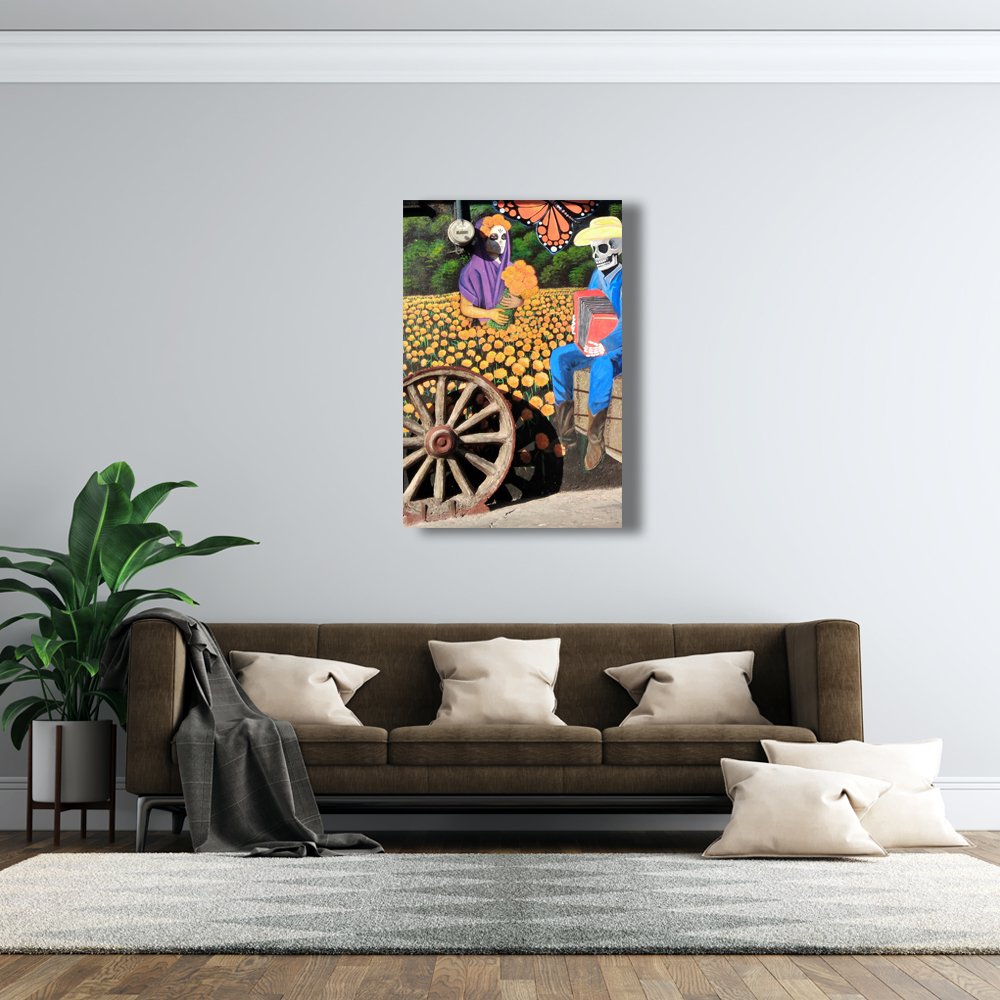 CempasÃºchil y AcordeÃ³n Cuadro decorativo personalizado