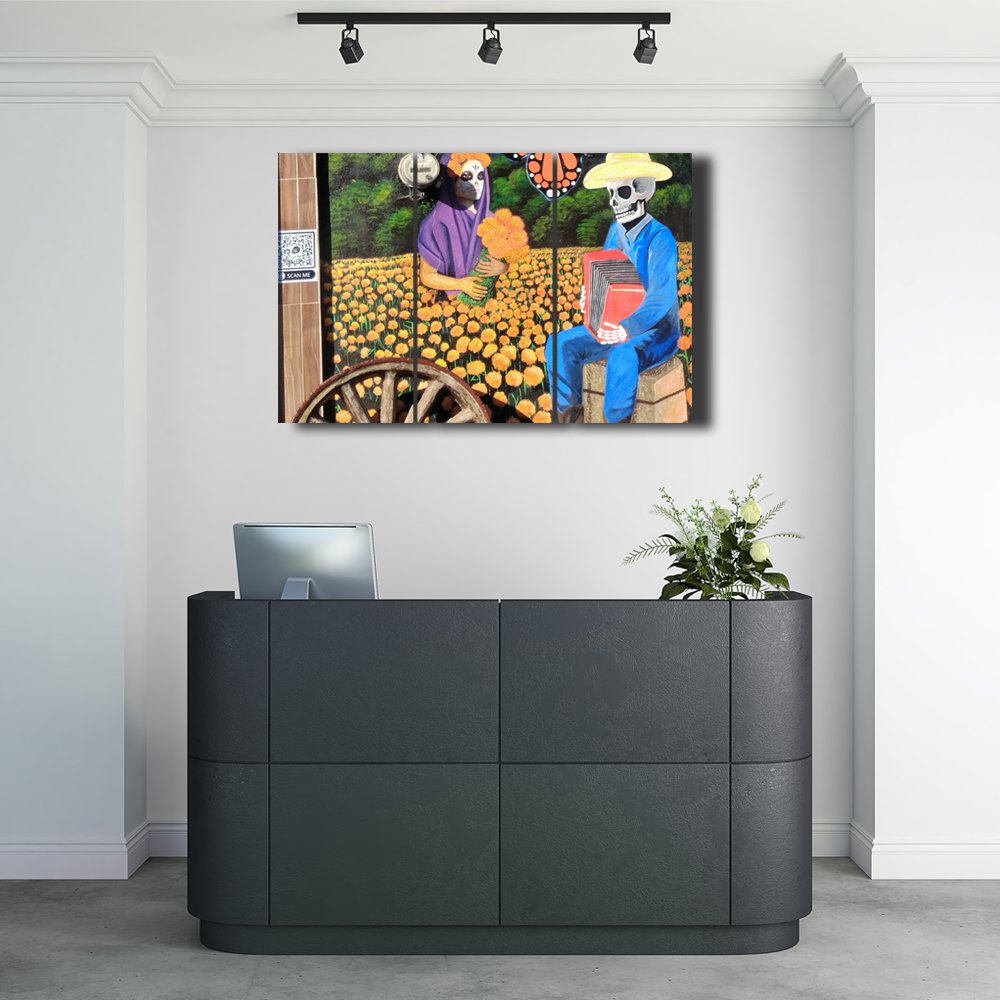 CempasÃºchil y AcordeÃ³n Cuadro decorativo personalizado