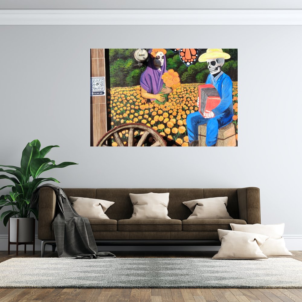 CempasÃºchil y AcordeÃ³n Cuadro decorativo personalizado